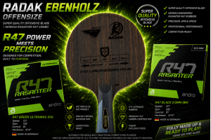 RADAK Ebenholz Carbon 7Ply Ready To Play Andro Rasanter R47/R47